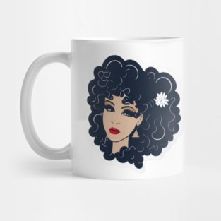 girl with black hair sticker Mug